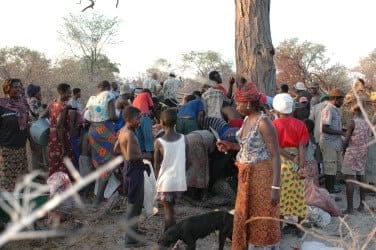 Sharing elephant meat with an entire village.